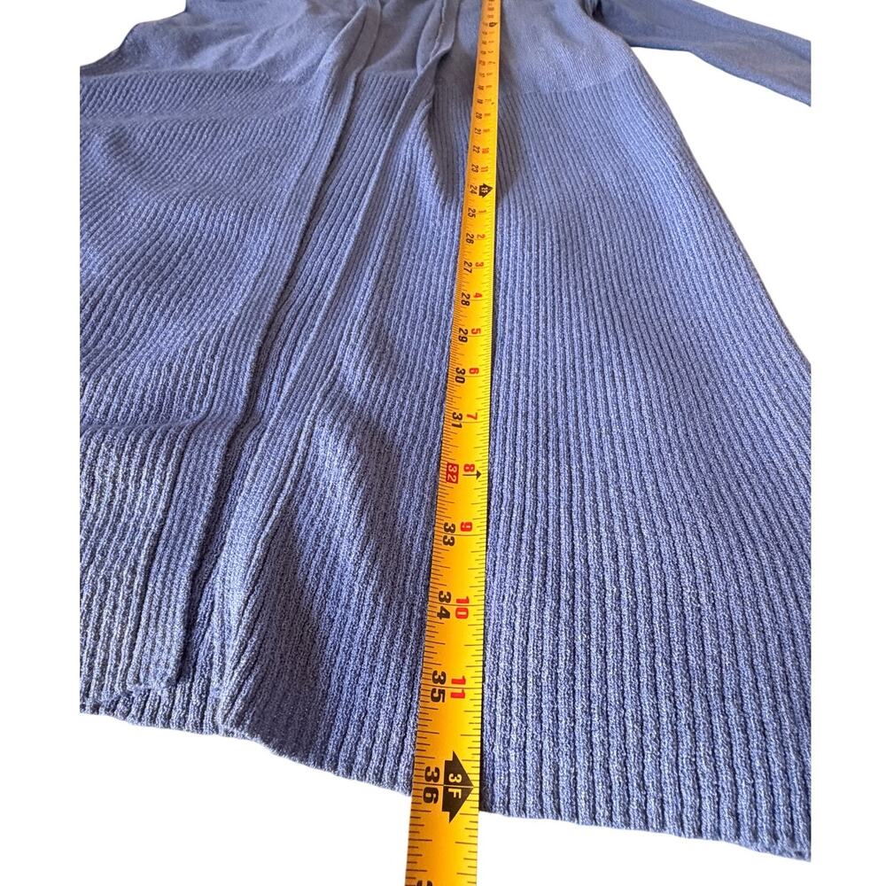 Cable & Gauge Long Cardigan Sweater Women M Periwinkle Blue Open Front Duster - Picture 8 of 9